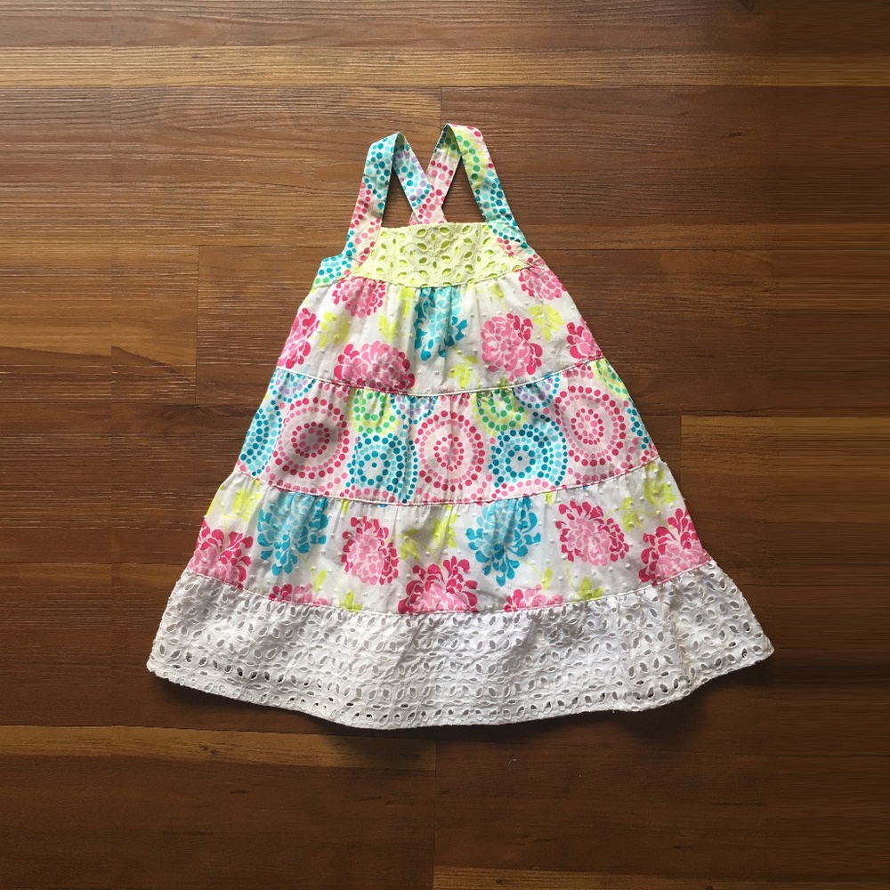 Penelope Mack | White Floral Dress with Eyelet Hem